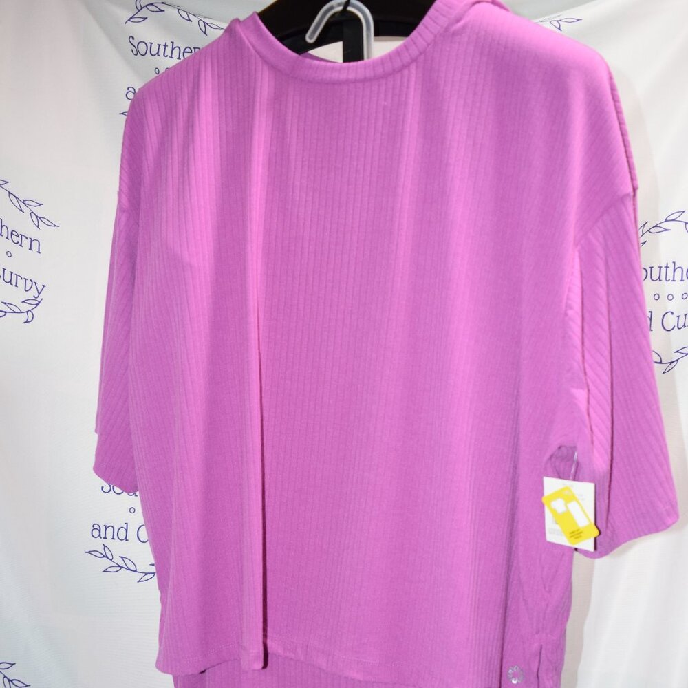 NWT ProPlayer Purple Ribbed Knit Matching Blouse & Skirt, Size 3X